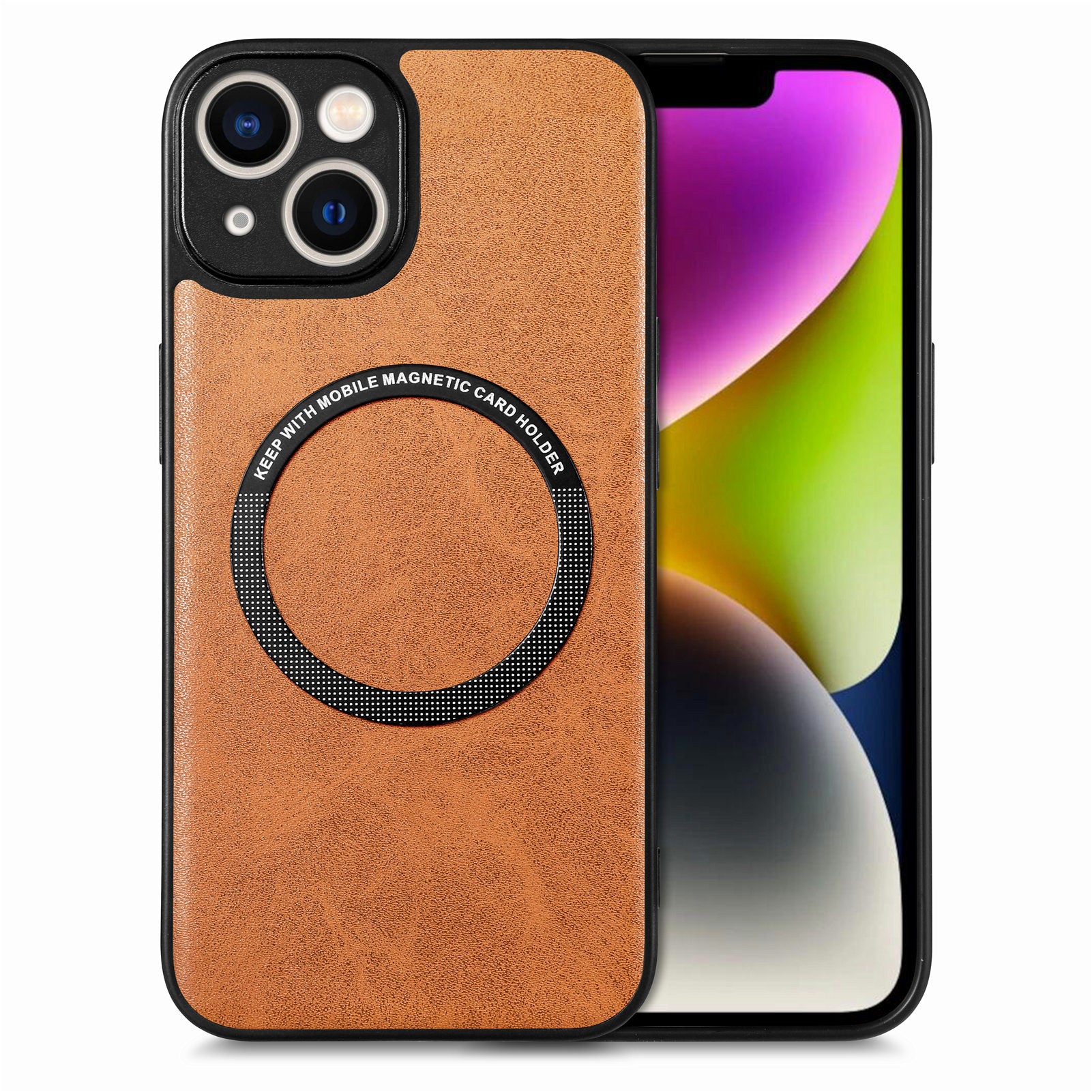 Pouzdro na telefon kompatibilní s MagSafe pro iPhone 14 Plus hybridní kryt PC TPU potažený PU kůží Pouzdro na telefon kompatibilní s MagSafe pro iPhone 14 Plus hybridní kryt PC TPU potažený PU kůží
